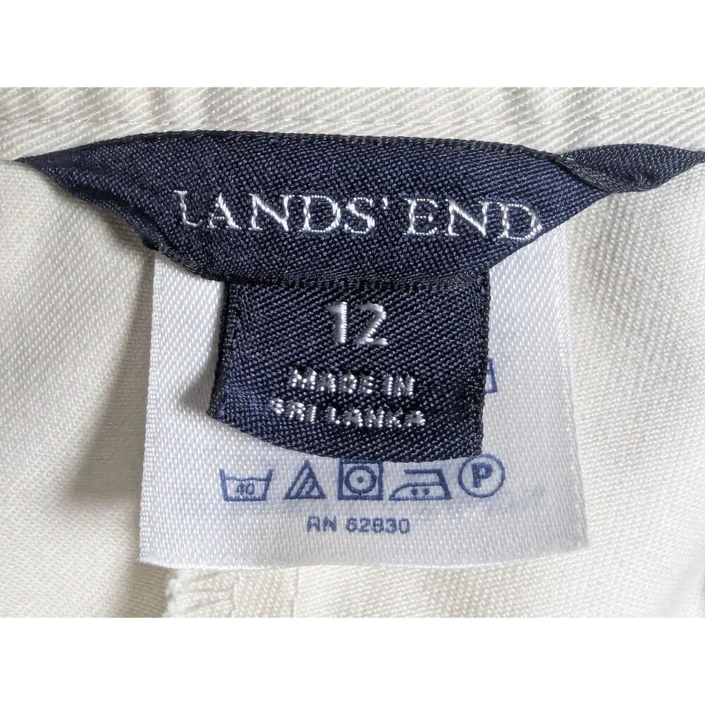 Lands End Women's Size 12 Chino Pants Beige Khaki Straight Leg Cotton Blend